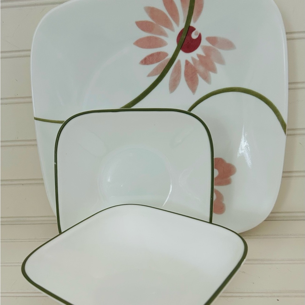 Corelle Pink Floral Square Dinnerware